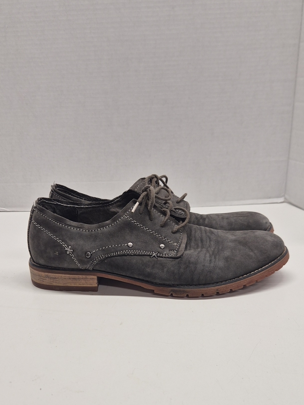 Bed Stu Dupont Oxfords Distressed Suede Lace Up Dress Oxford Shoes Gray Mens 11